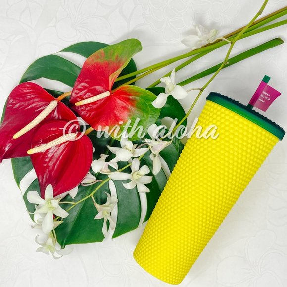 Starbucks NEON PINK & Yellow Pineapple Studded Cup - Picture 10 of 11